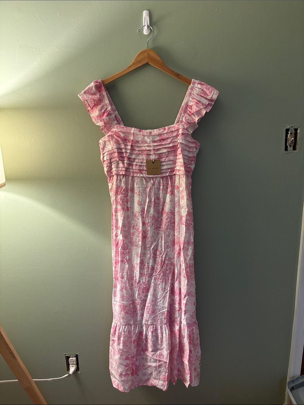 Blu Pepper Pink Floral Maxi Dress with Ruffled Straps